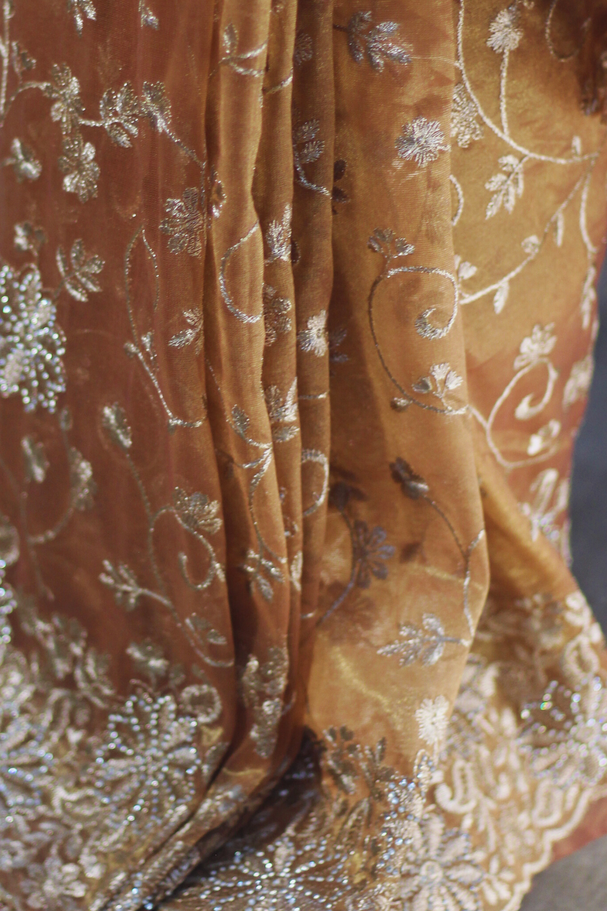 Sunset Net Embroidered Saree