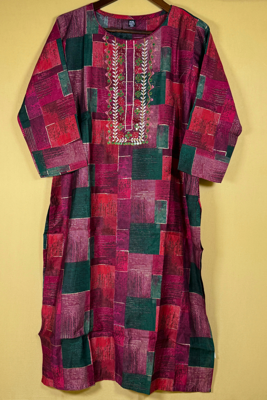 Red Patch Print Kurti