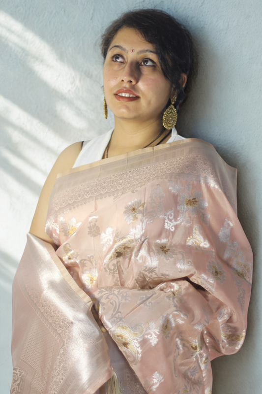 Dawn Blush Banarasi Silk Saree