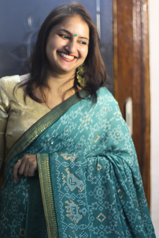 Jaipuri Teal Georgette Saree