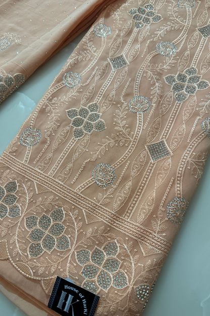 Peach Georgette Dazzle Suit Set
