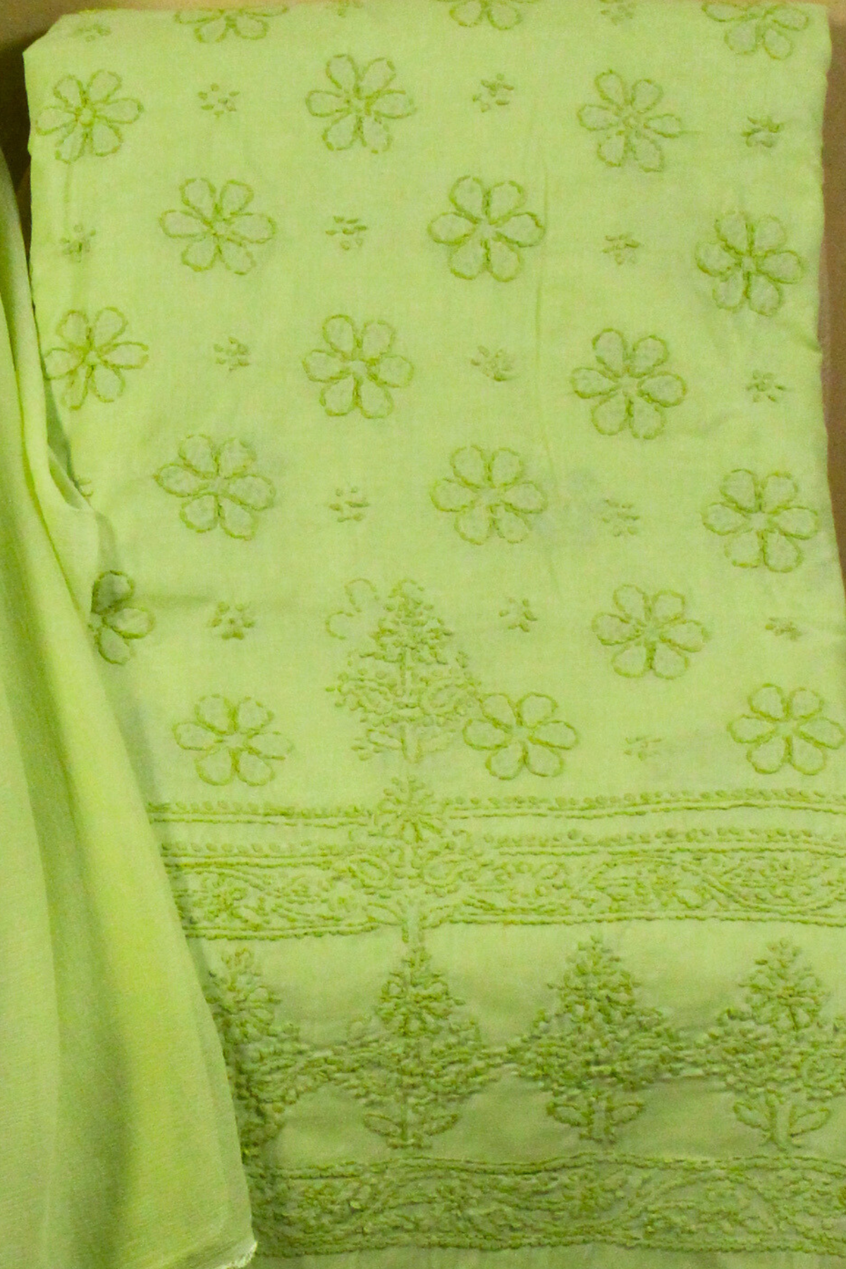 Cotton Chikankari Suit Set with Chiffon Dupatta
