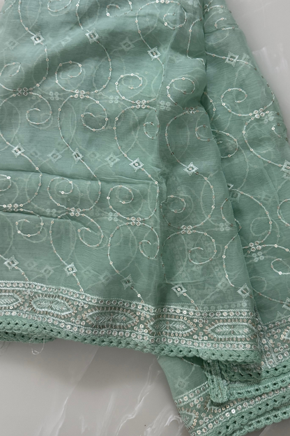 Mint Green Georgette Chikankari Suit Set