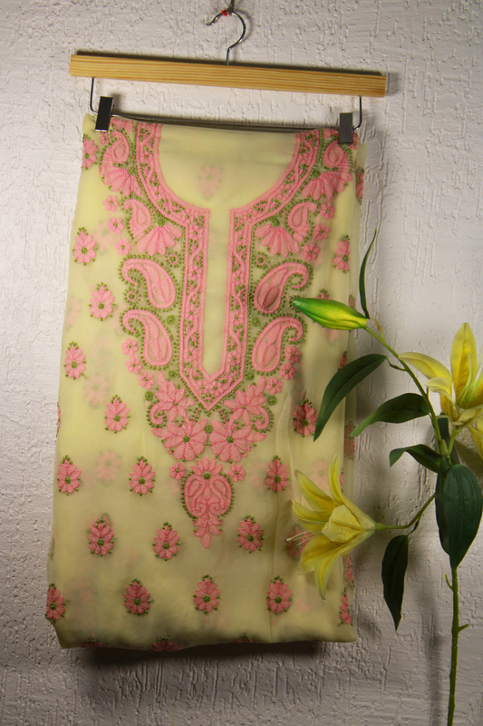 Georgette Chikan Embroidered Suit Set