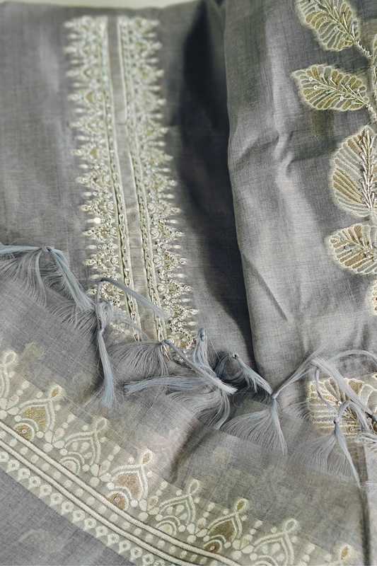 Jamdani Suit with Golden Beadwork