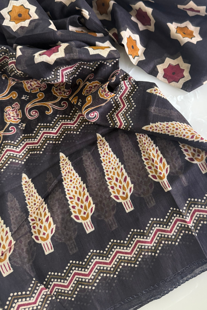 Ajrakh Patchwork Cotton Lace Suit