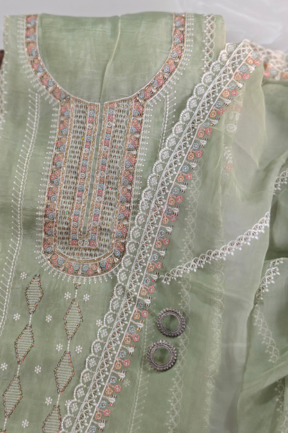 Green Glass Fabric Suit Set