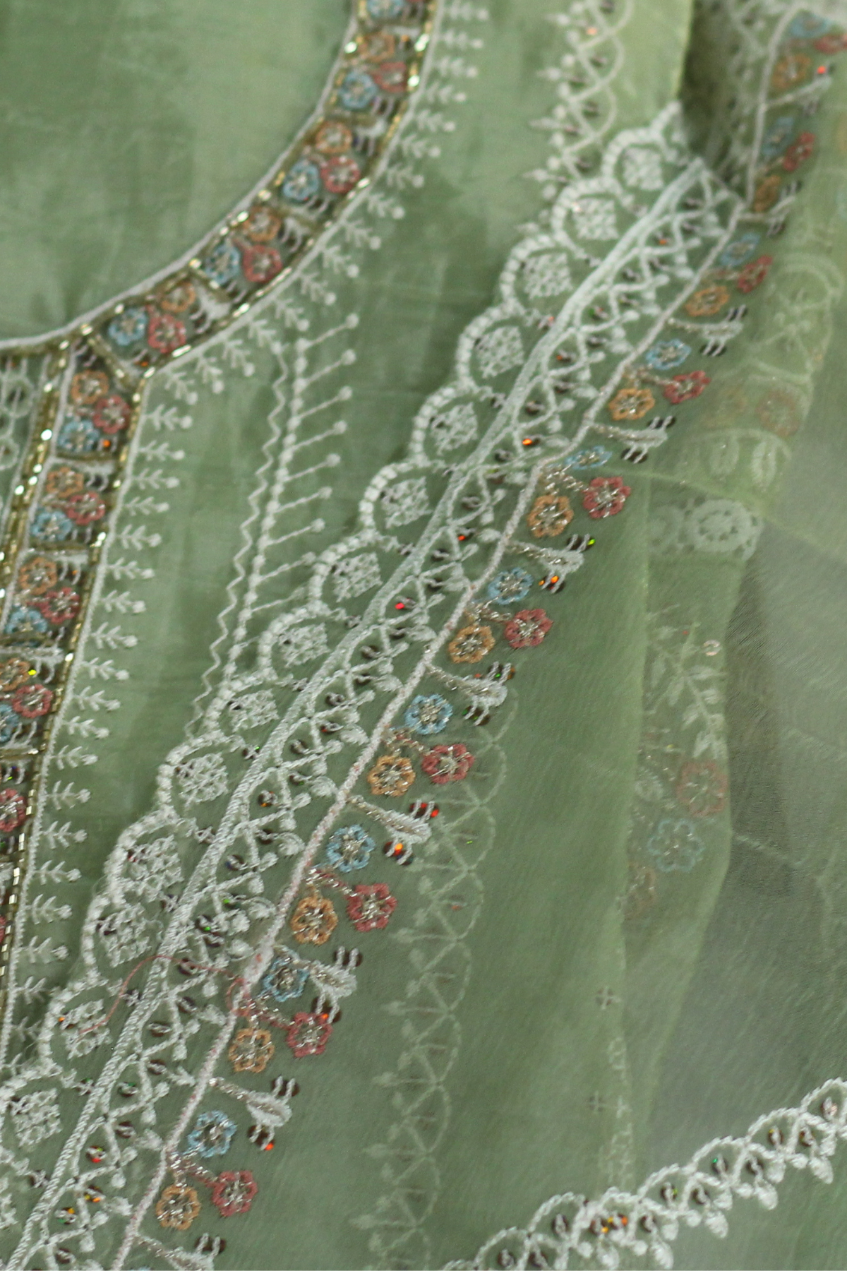 Green Glass Fabric Suit Set