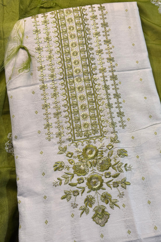 Cotton Floral Embroidered Suit