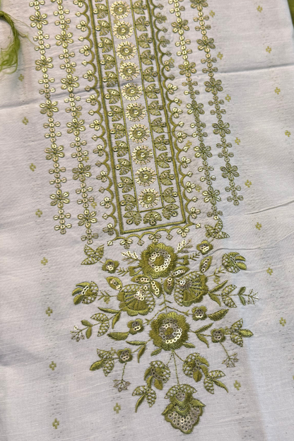 Cotton Floral Embroidered Suit