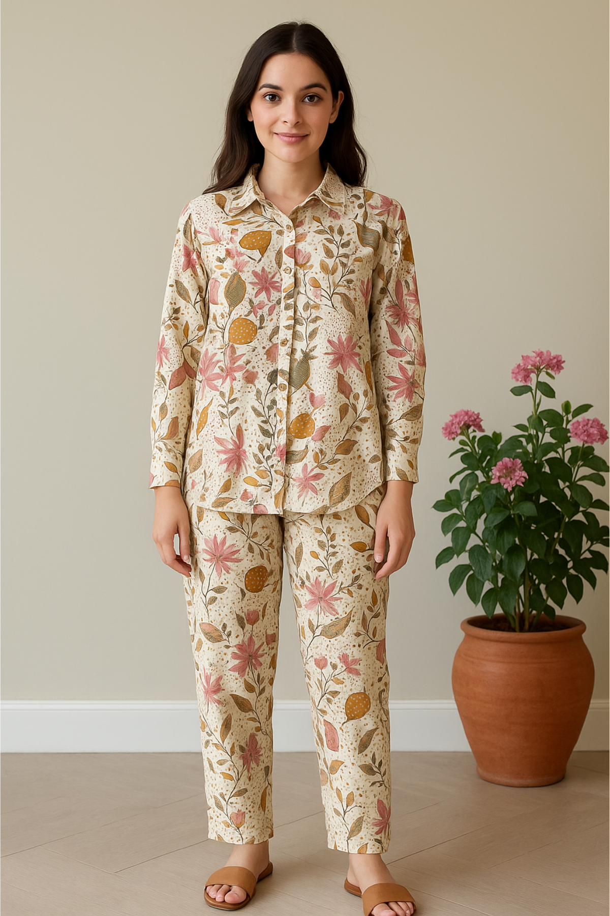 Floral Pink Botanical Print Cord Set