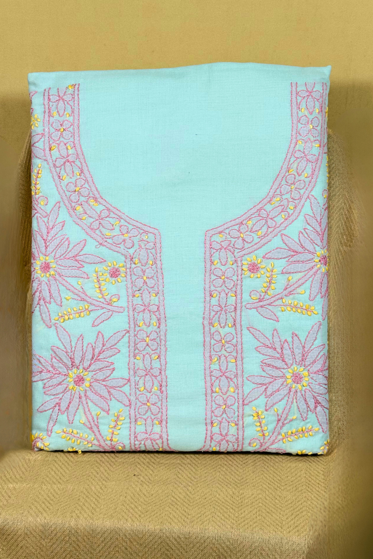Chikankari Contrast Embroidered Suit Set