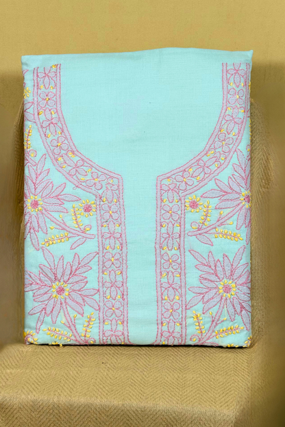 Chikankari Contrast Embroidered Suit Set