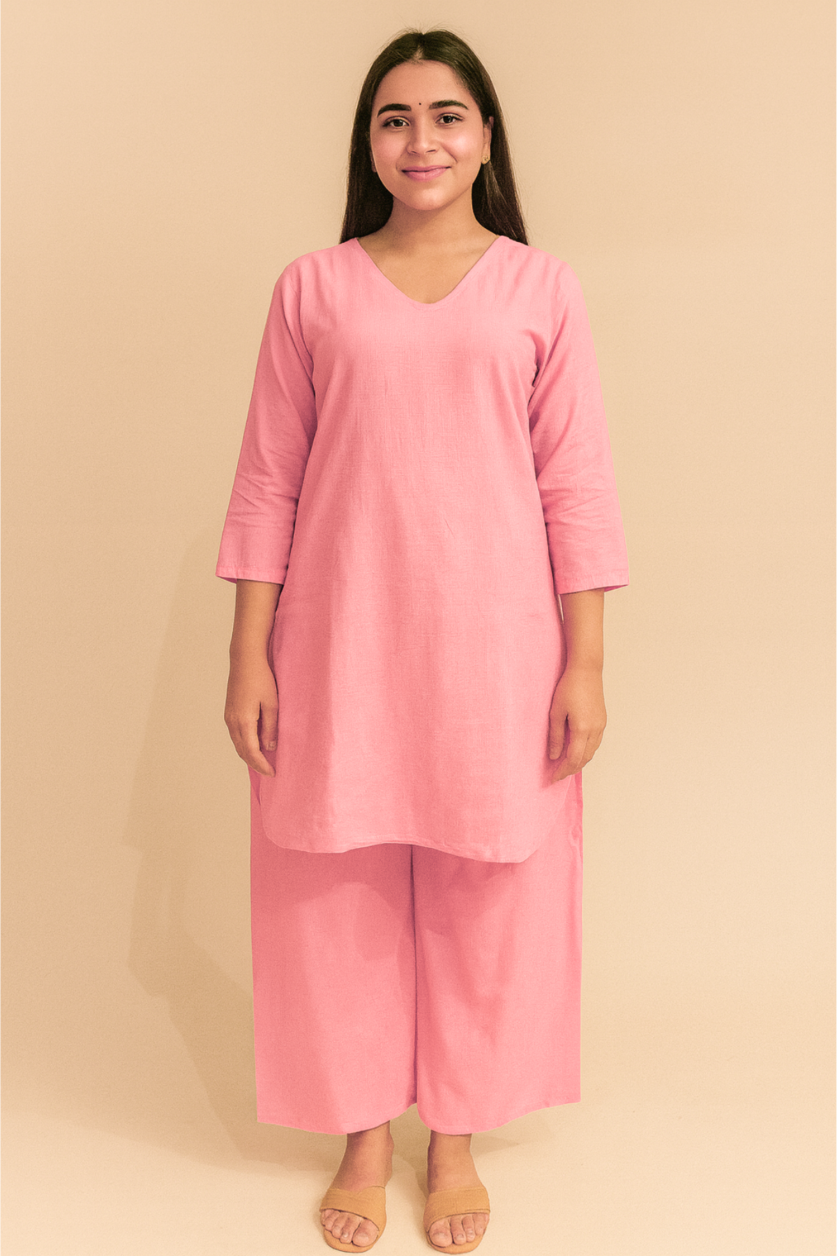 Pink Cotton Palazzo Set