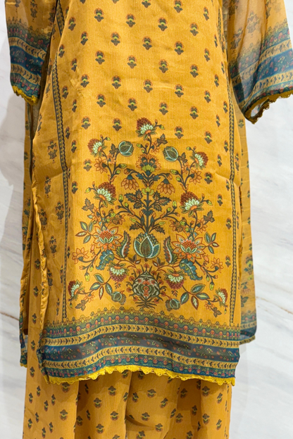 Mustard Soft Organza Farshi Salwar Set