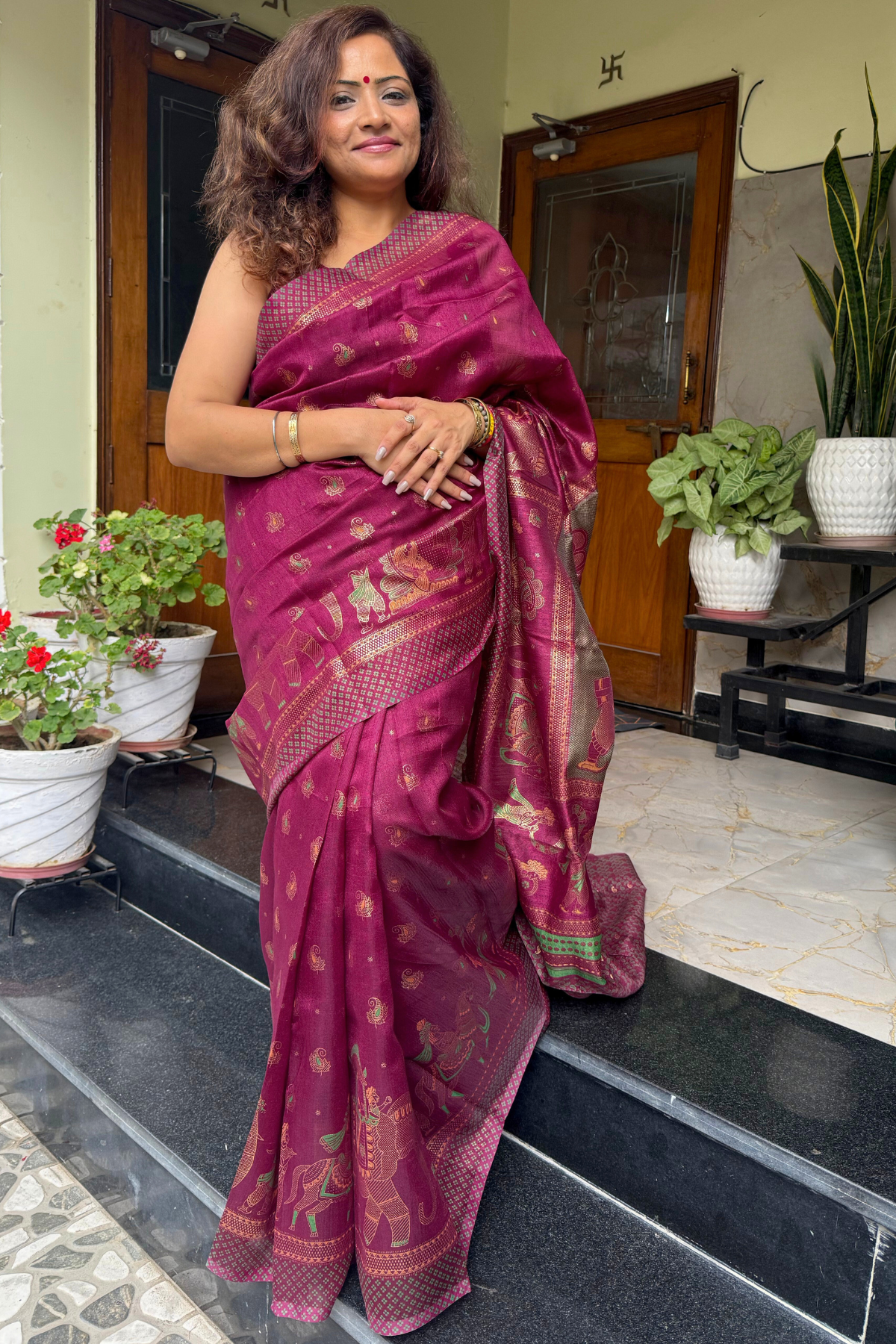 Royal Magenta Garhwal Cotton Saree