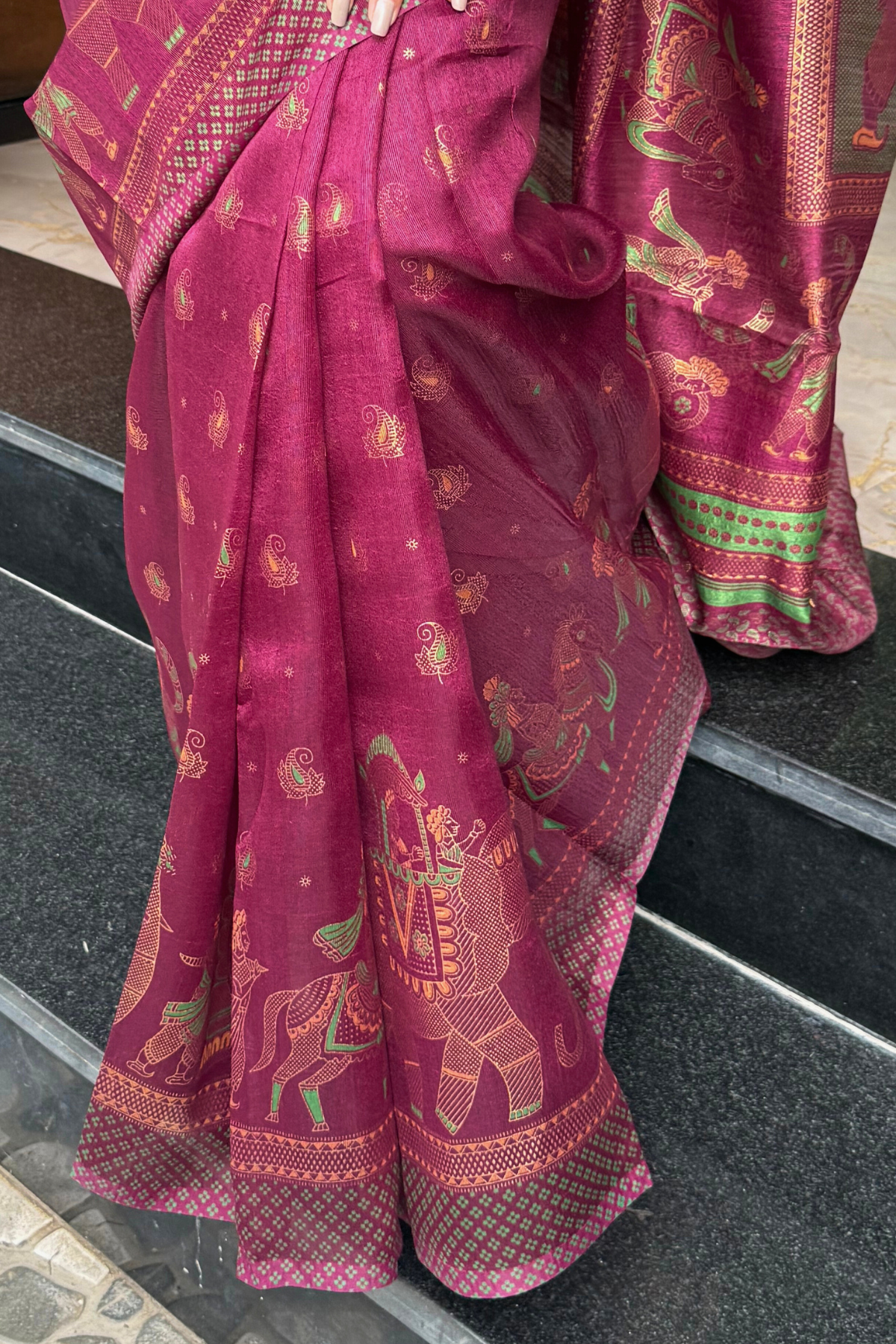 Royal Magenta Garhwal Cotton Saree