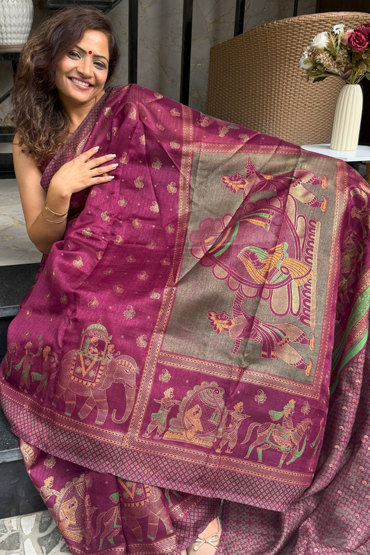 Royal Magenta Garhwal Cotton Saree