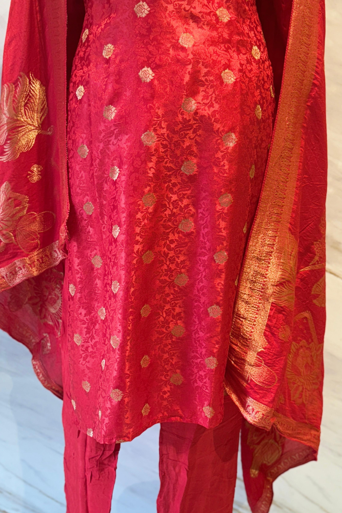 Red Gold Russian Silk Suit