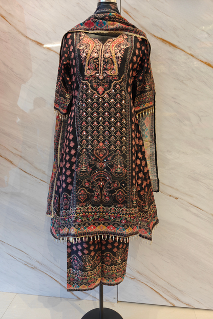 Black Heritage Print Suit Set