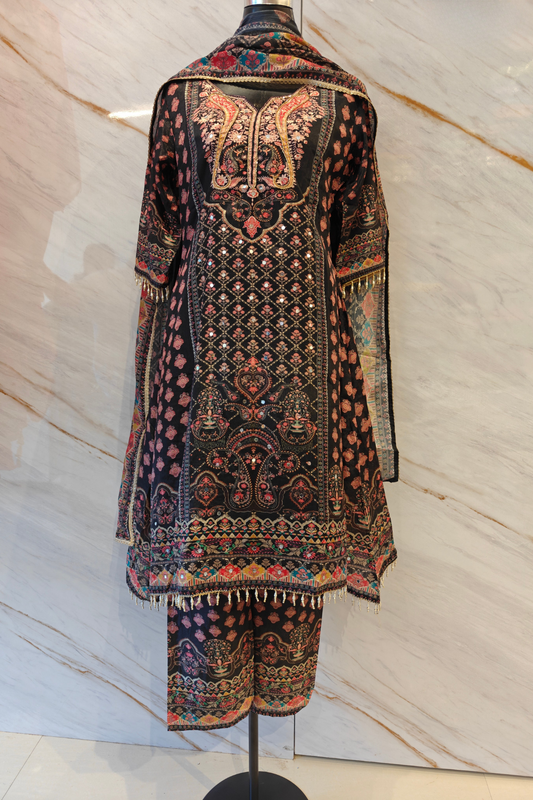 Black Heritage Print Suit Set
