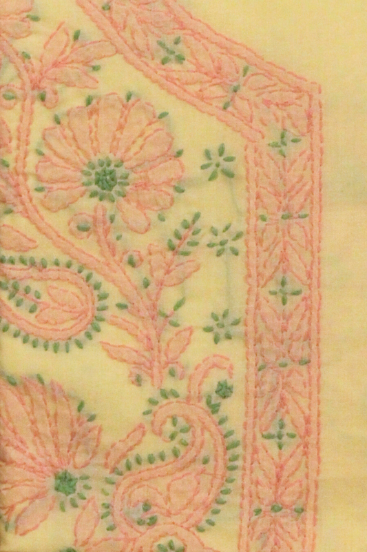 Chikankari Contrast Embroidered Suit Set