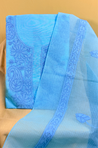 Chikankari Embroidered Kota Cotton Suit Set