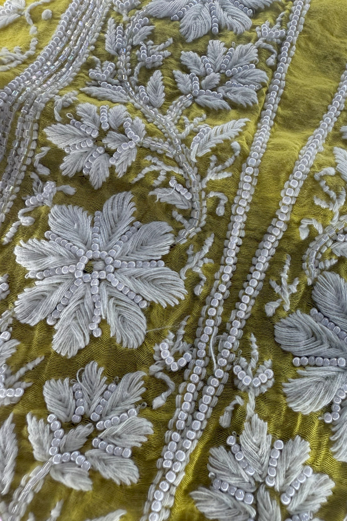 Yellow Mul Cotton Beadwork Suit Set