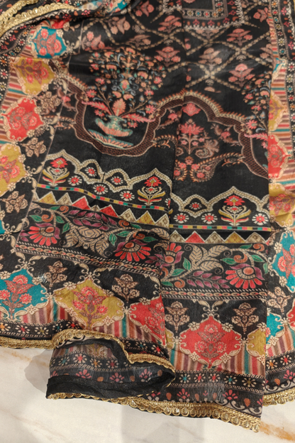 Black Heritage Print Suit Set