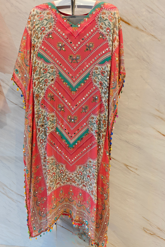 Red Paisley Kaftan Set