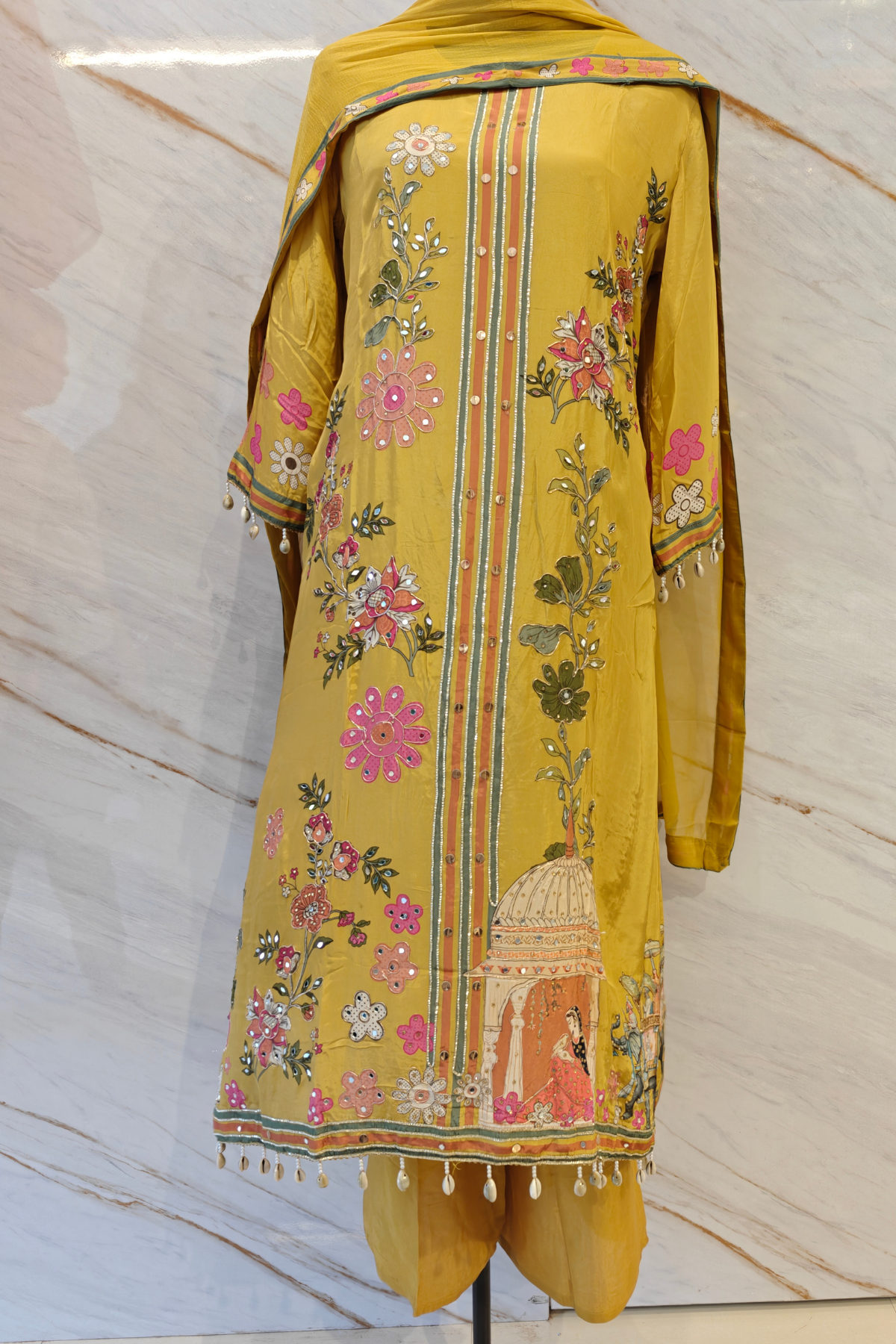 Mustard Yellow Floral Suit Set