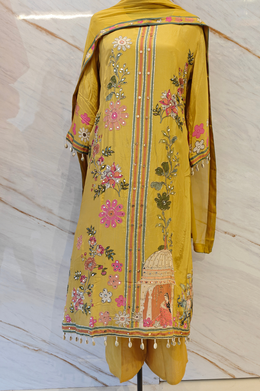 Mustard Yellow Floral Suit Set
