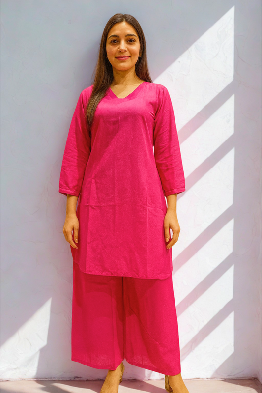 Magenta Cotton Palazzo Set