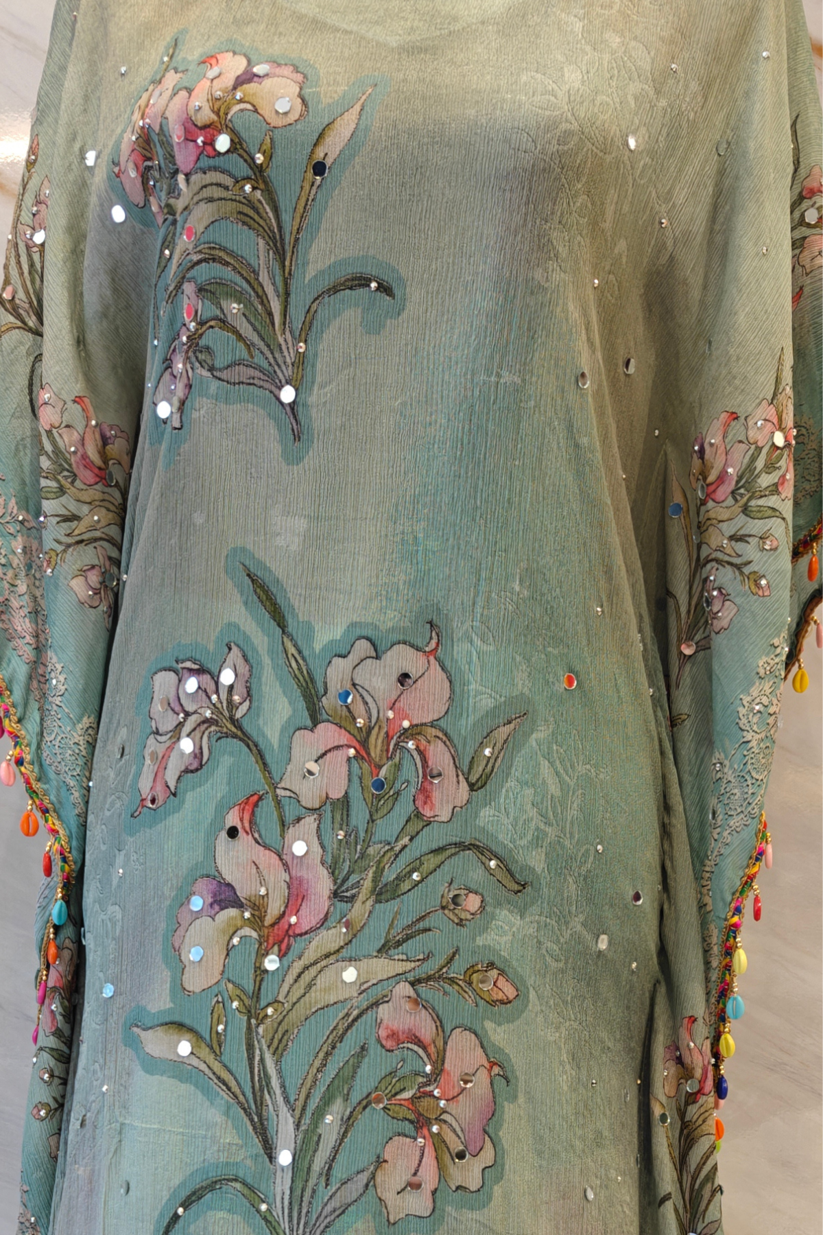 Green Floral Kaftan Set