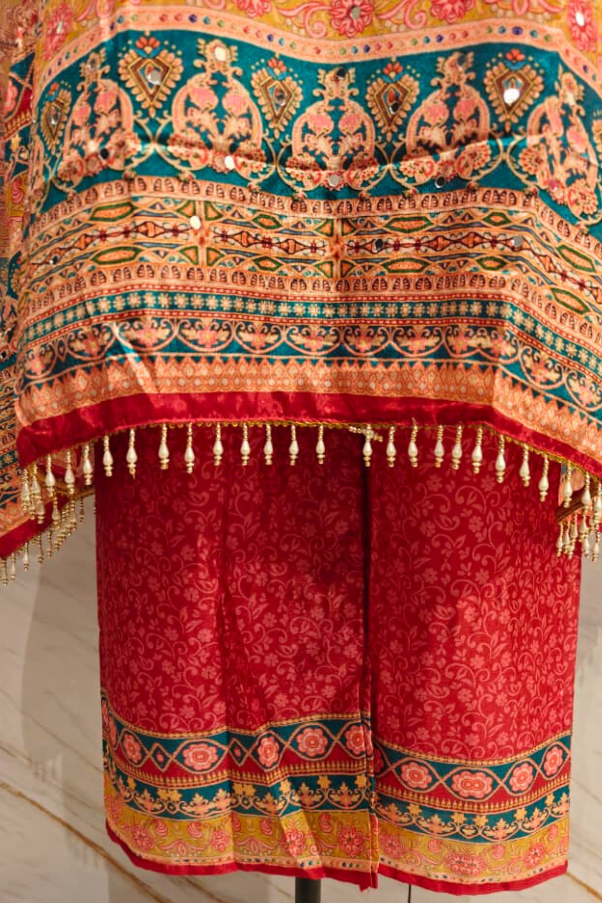 Red Rose Garden Digital Print Suit Set