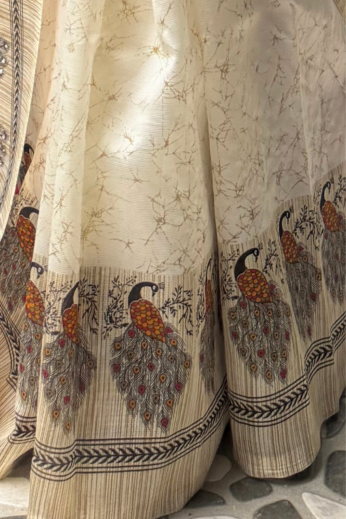 Bamboo Silk Peacock Motif Saree