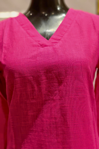 Magenta Cotton Palazzo Set