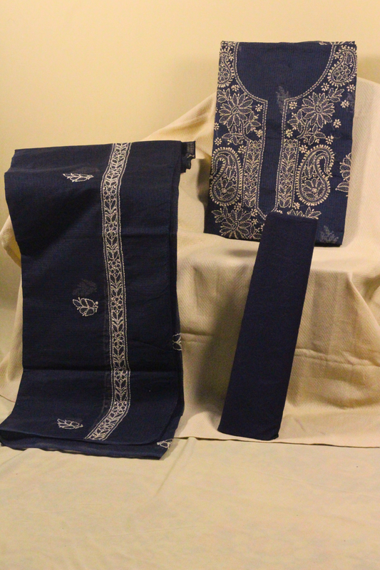 Chikankari Embroidered Kota Cotton Suit Set