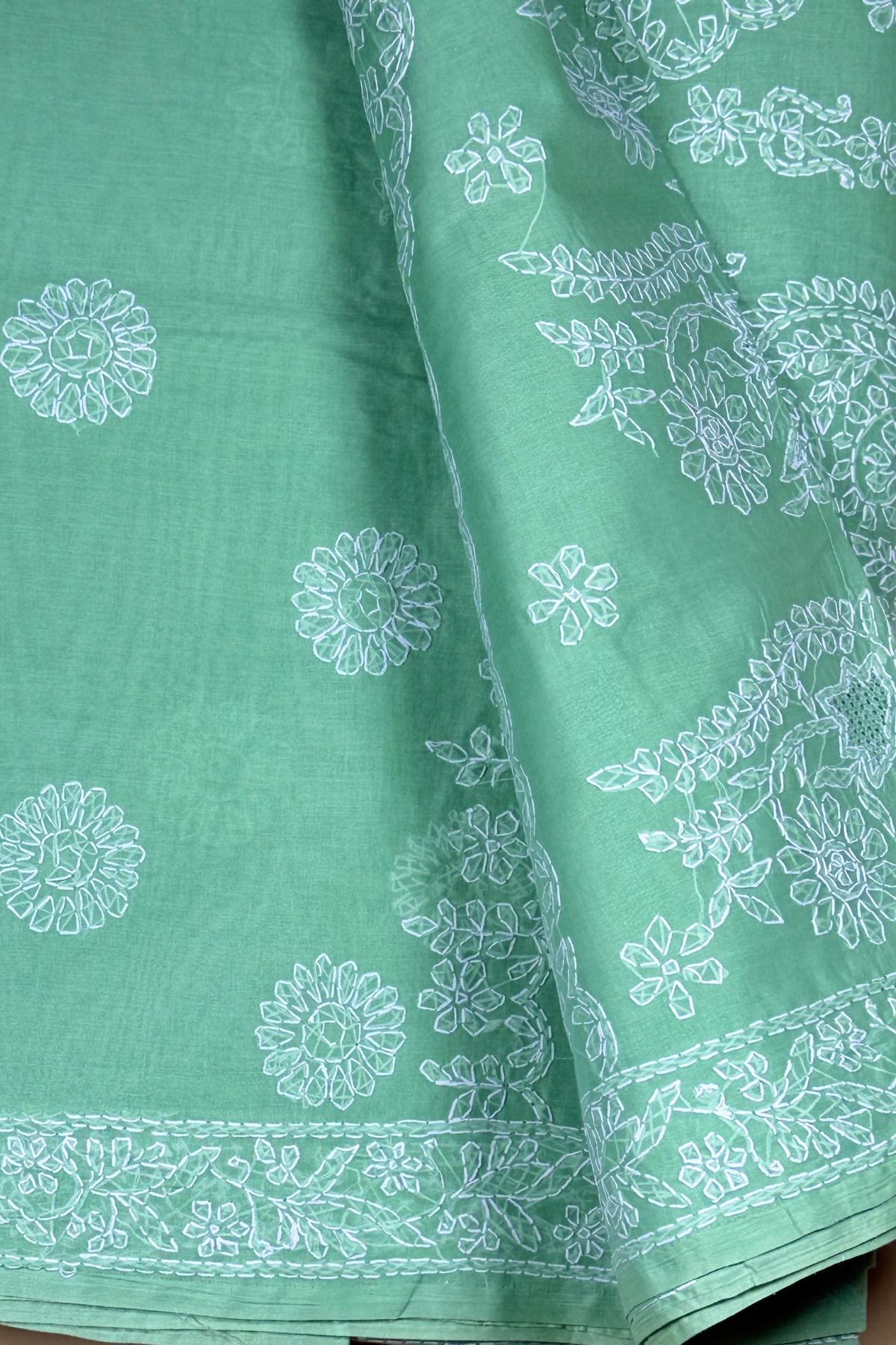 Floral Chikankari Handcrafted Cotton Saree