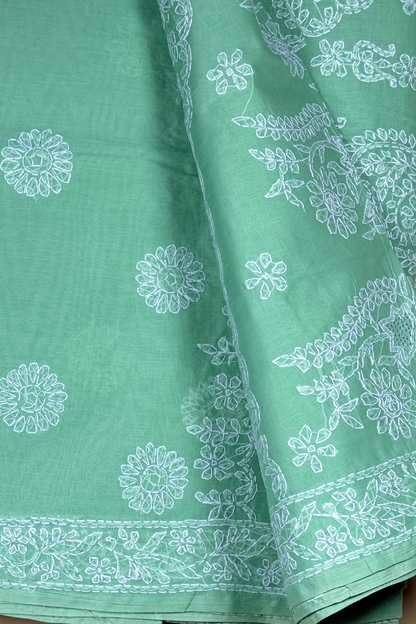 Floral Chikankari Handcrafted Cotton Saree