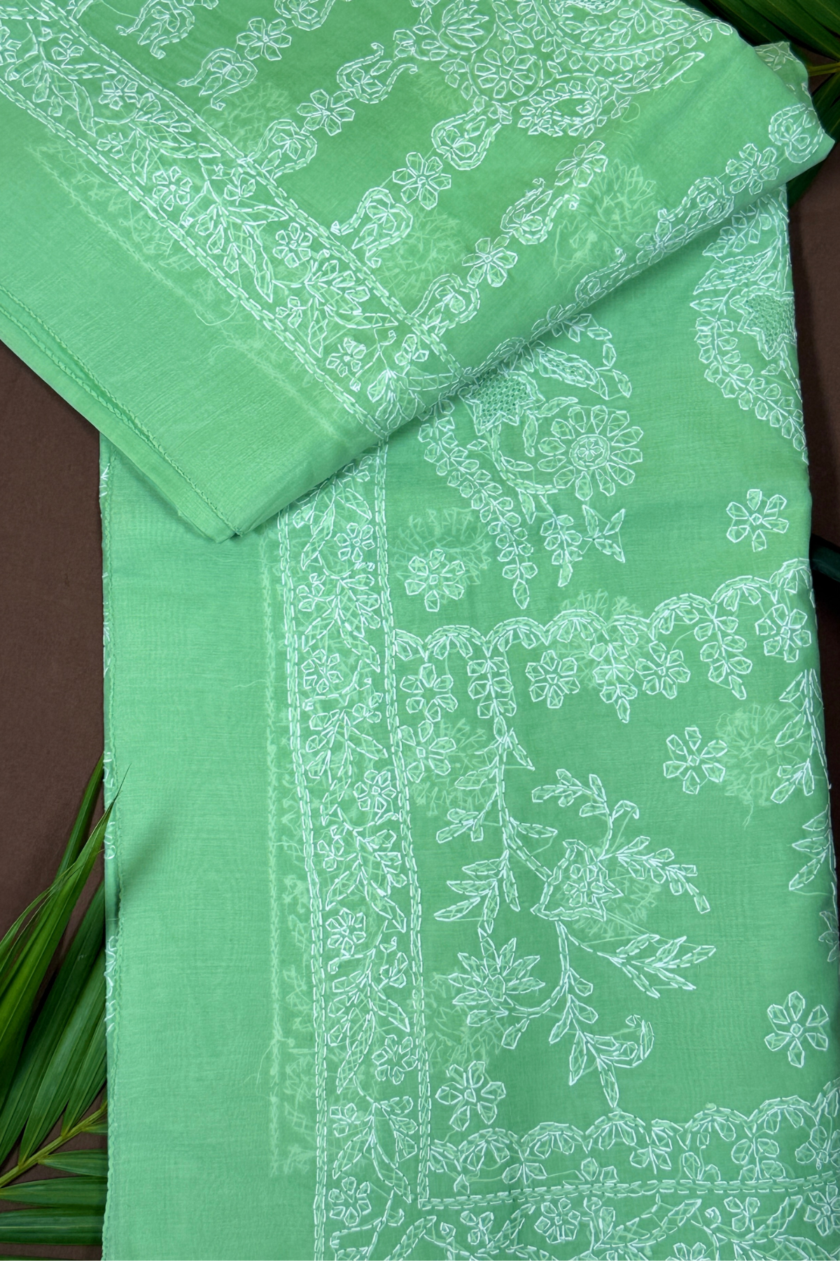Floral Chikankari Handcrafted Cotton Saree