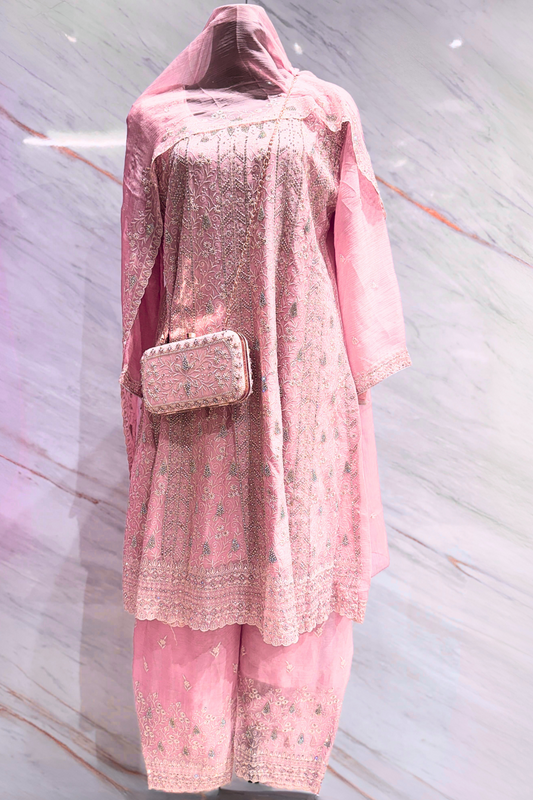 Pink Chiffon Suit Set