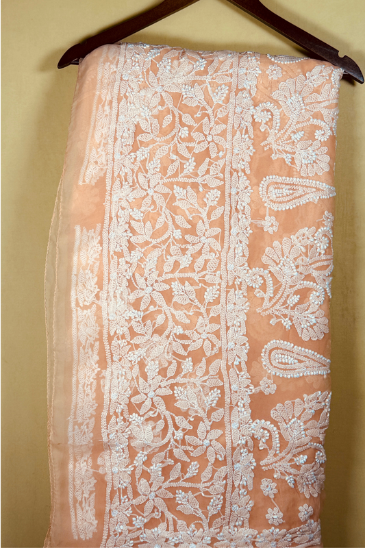 Georgette Hand Embroidered Chikankari Saree