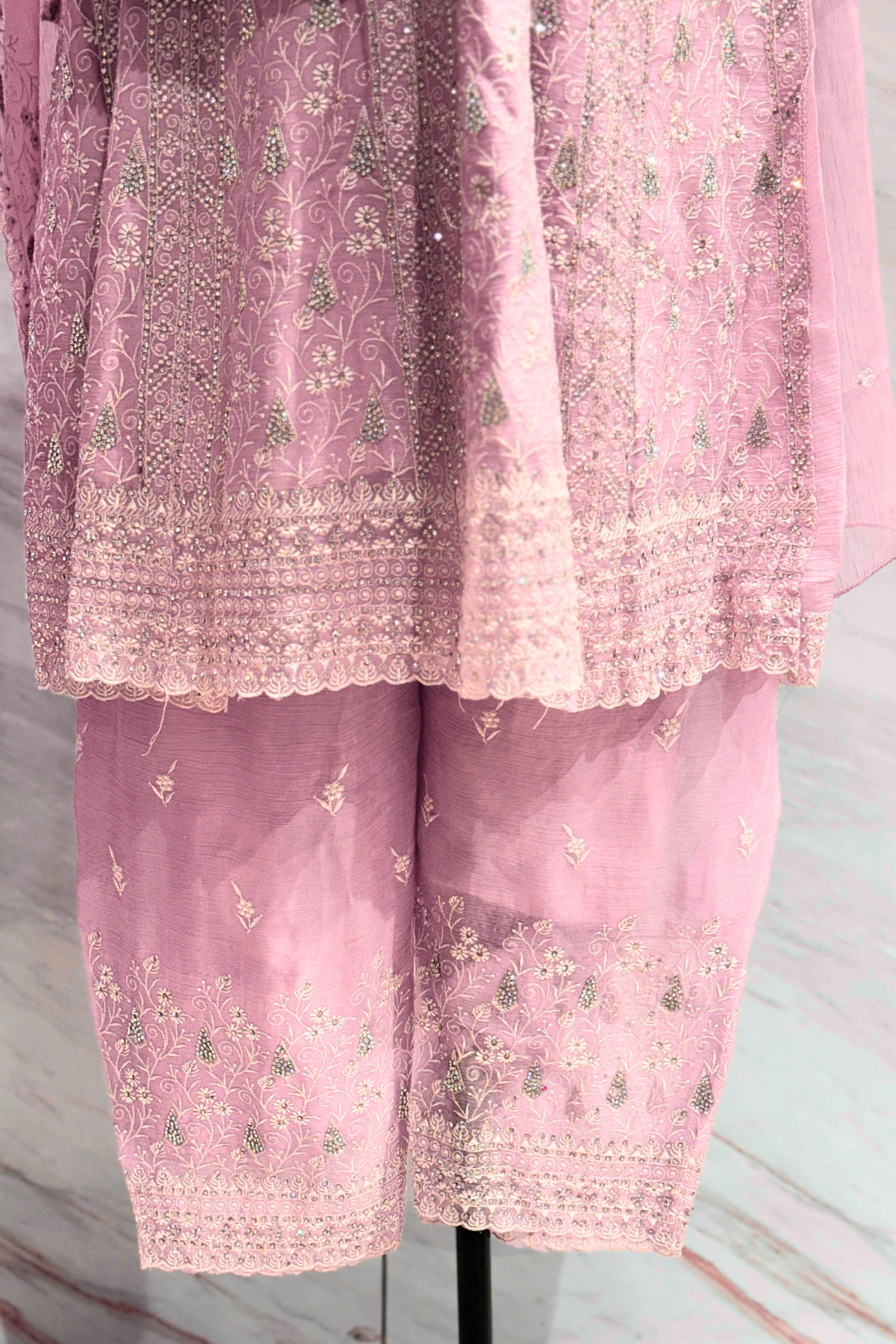 Pink Chiffon Suit Set