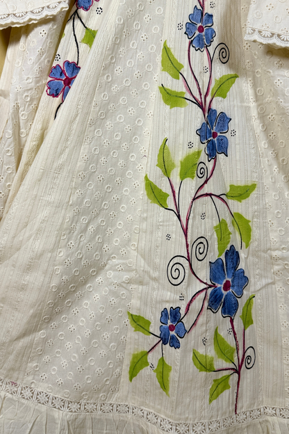 Cotton Anarkali with Hand-Painted Floral Design