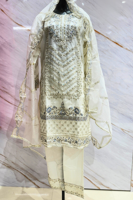 White Elegance Organza Suit