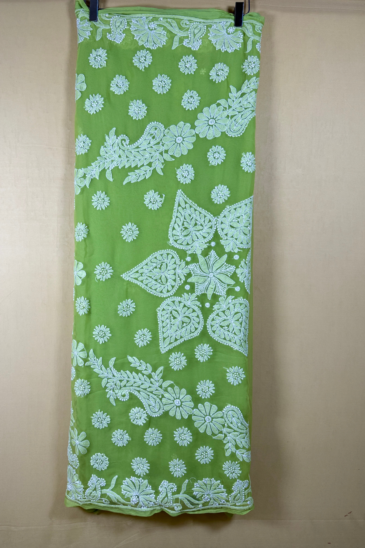 Green Georgette Chikankari Saree