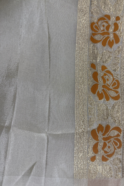 Shimmer Silk Orange flower Unstitched Suit Set