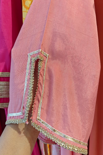 Pink Asymmetrical Kurta Set