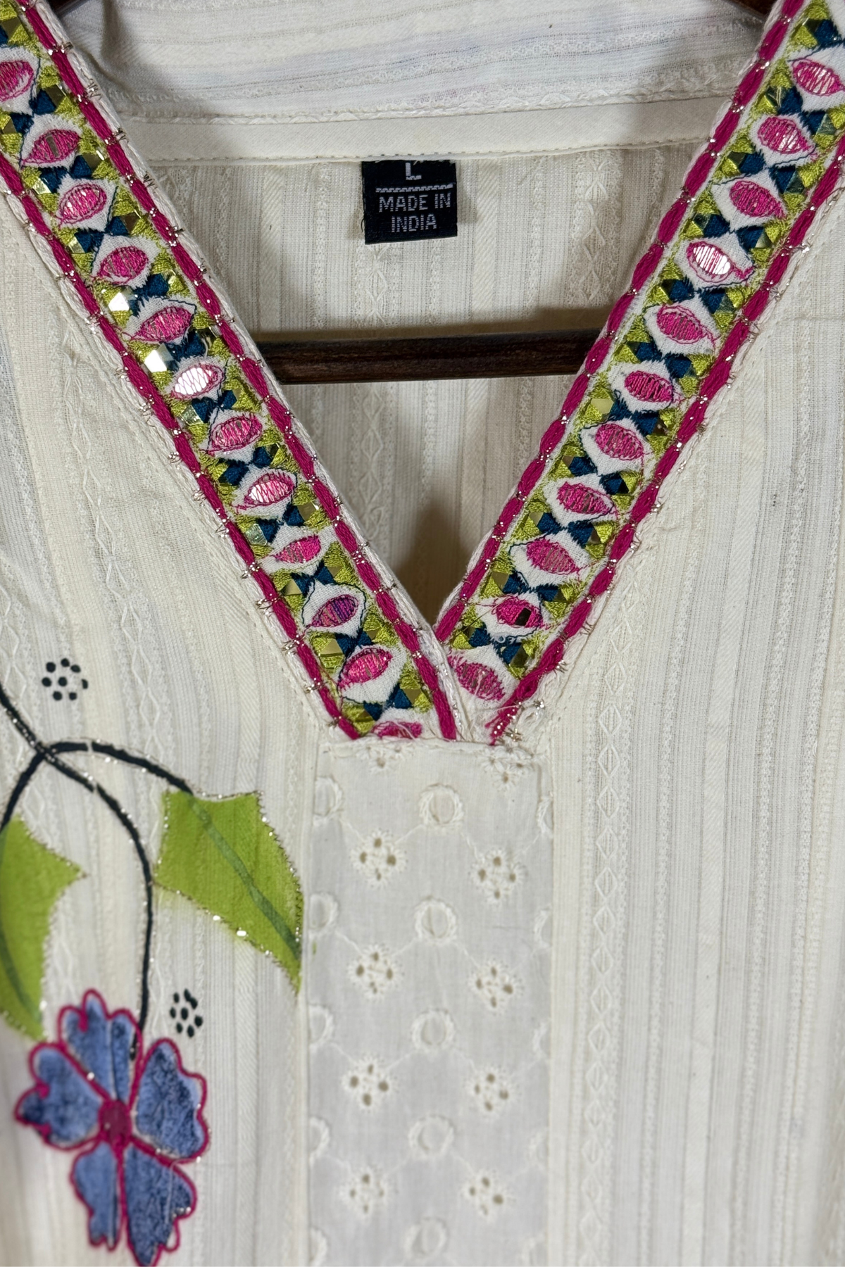 Cotton Anarkali with Hand-Painted Floral Design